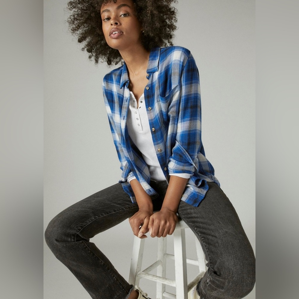 Lucky Brand Women’s Boyfriend Plaid Shirt